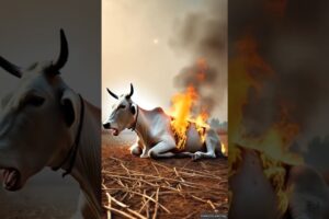 Cow injured rescued from fire 😭 #cow #animals #firebrigade