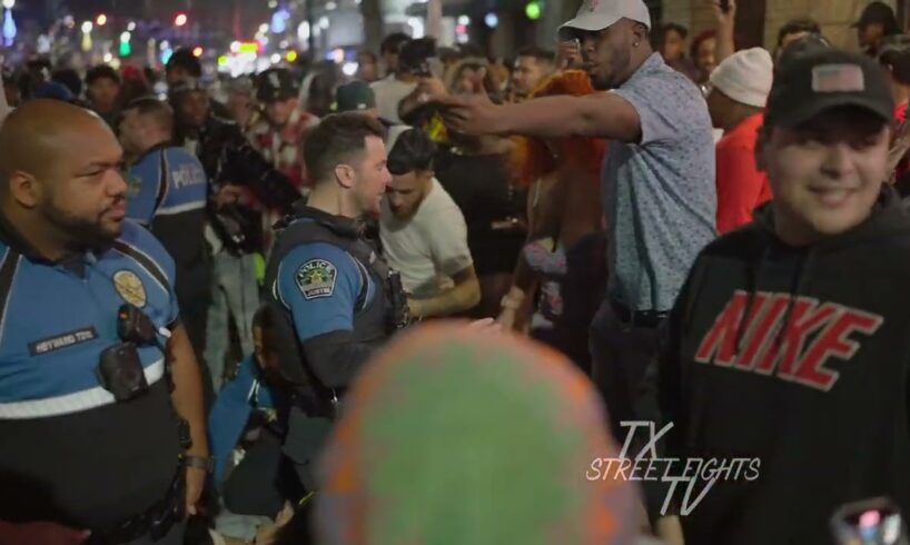 Crazy fight New Year's 2023 6th Street Austin TX