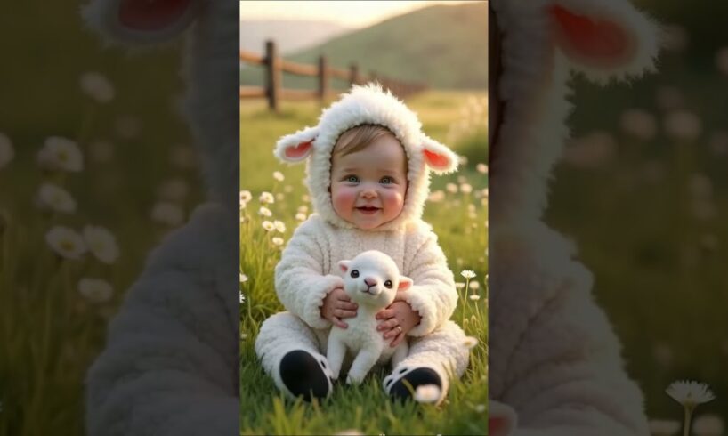 Cute Babies Playing with Real Baby Animals | Heartwarming Animal Moments #baby #animals #ai #shorts