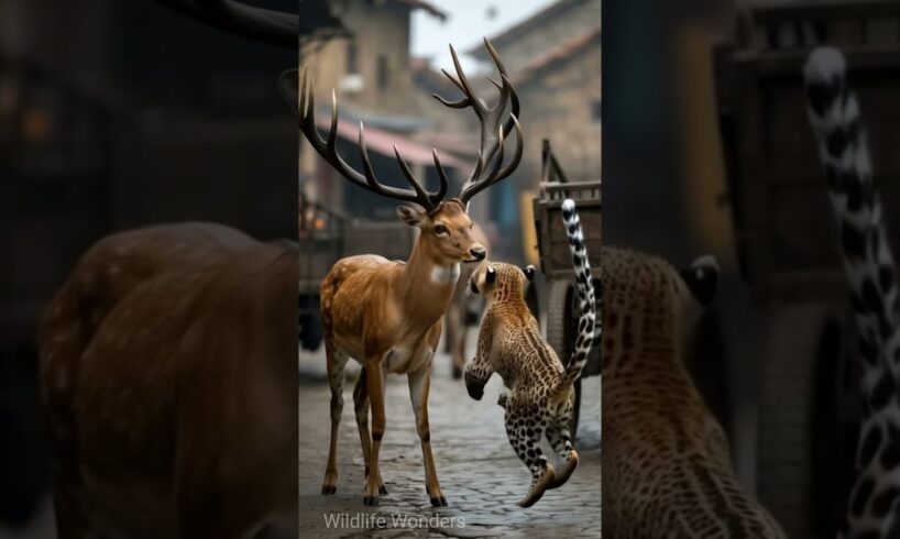 Deer vs Leopard Fight #wildlife #wildrift #wildanimals #nature #naturelovers #funny #animals