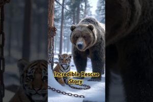 Grizzly Bear Rescues a Chained Tiger Cub and Melts Everyone’s Hearts!