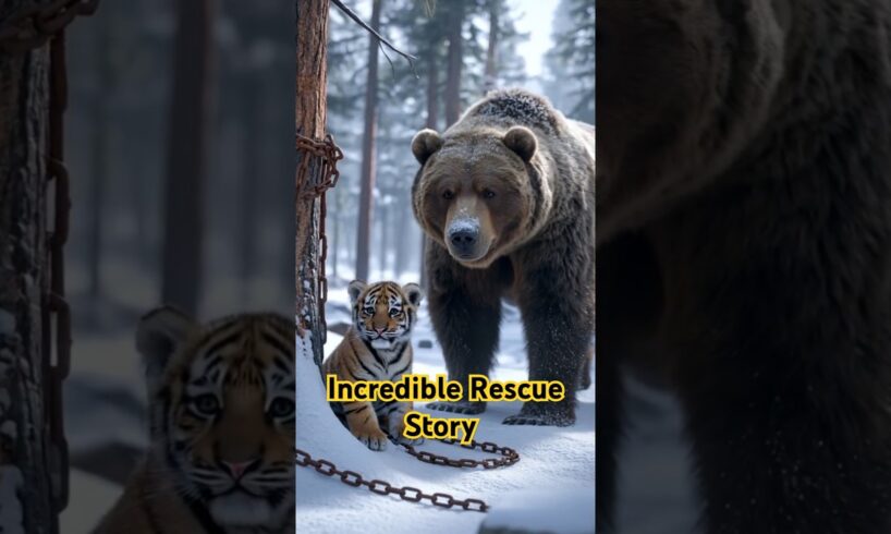 Grizzly Bear Rescues a Chained Tiger Cub and Melts Everyone’s Hearts!
