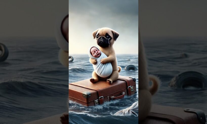 Lovely baby met a plane crash,poor pug rescued him#story #cute #cuteanimals #animals #lover #rescue