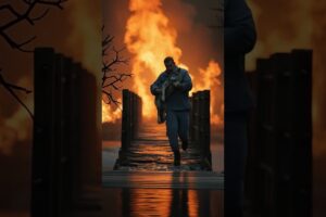 Man Rescues Wild Wolf from Raging Forest Fire #shorts #animal #animalresuce