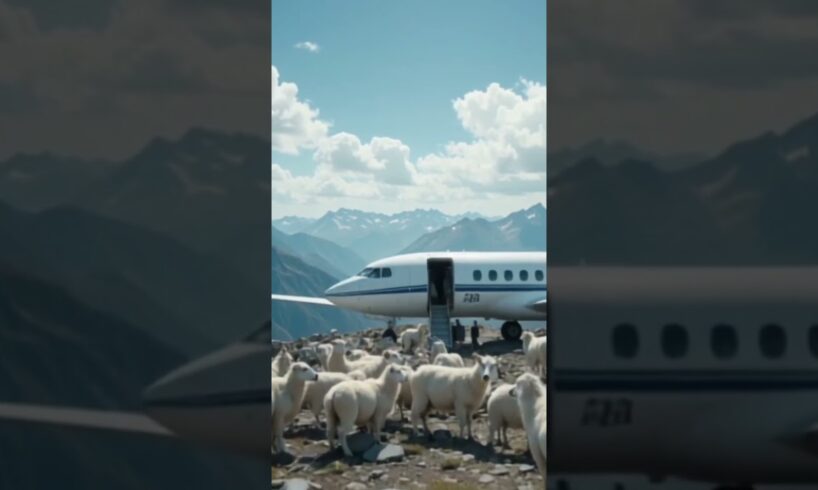 Many mountain goats are playing on the plane. #animals #beautifullgoats # short # short video