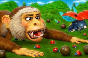 Monkey Fights Giant Bug! 🐒| Funny Animal Clash Full of Crazy Moments!