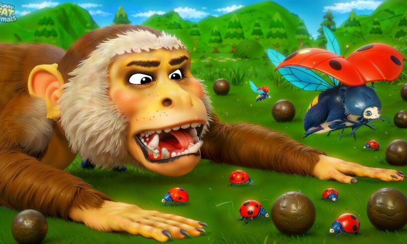 Monkey Fights Giant Bug! 🐒| Funny Animal Clash Full of Crazy Moments!