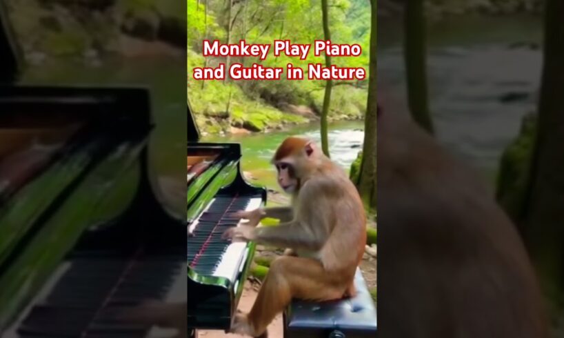 Monkey Play Piano and Guitar #nature #shorts #monkey #music #environment #talented  #animals #viral