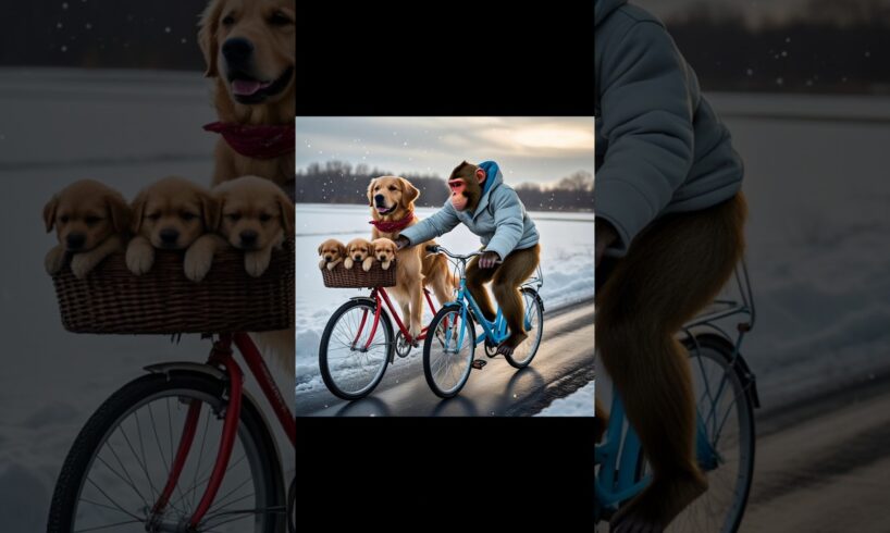 Monkey snatch cute puppies from dog. #thesnatchingmonkey #cutepuppygotstolen #funnyshorts