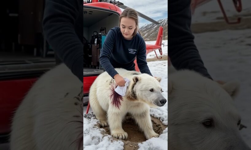 Polar Bear Trapped in Ice Hole Gets Rescued by Brave Team 🐻❄️❄️❤️ #shorts #animalrescue #polarbear