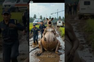 "Pregnant Kangaroo Rescued by Compassionate Doctors from Muddy Field | Inspiring Animal Rescue"