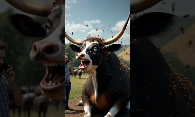 Rescue Team Saves Cow Covered in Honeycomb 🐄🍯❤️ #rescue #animals #shorts #animalrescue