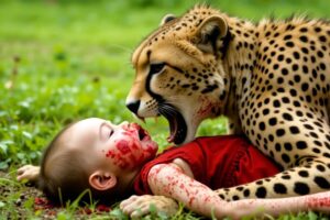 Rescue story: baby miraculously saved from cheetah | Leopard attacks Baby #rescue #animals #cartoon