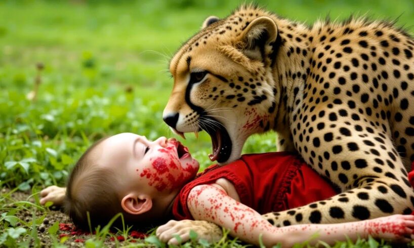 Rescue story: baby miraculously saved from cheetah | Leopard attacks Baby #rescue #animals #cartoon
