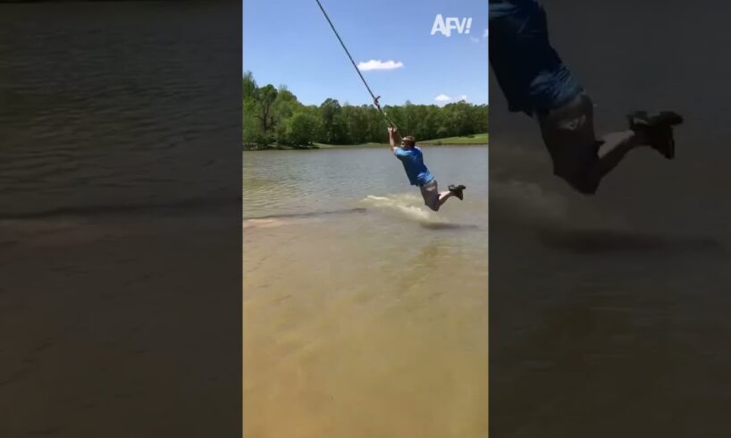 Rope Swings Never Fail to Disappoint!! ๐๐#funny #afv #fall #fail