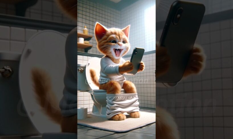 What u do if phone drops in toilet?#cat #cute #kitten #funny #catlover #kitty