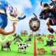 5 Giant Mammoth Elephant Cow Vs Giant Indian Bison Vs 5 Giant Lion Tiger Cub Saved By Woolly Mammoth