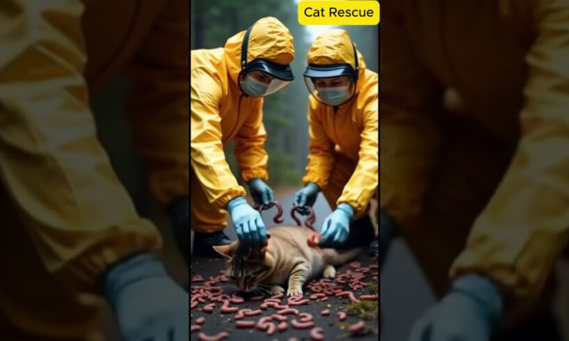 A cat rescue Millions of Parasitic Earth worms attack on cat! Can This Cat Survive? 🪱#rescue #shorts