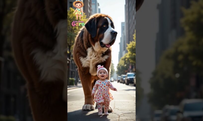 Adorable baby and Cute Puppies adventure! #BabyAndDog #GiantDog #BabyWalking #AdorableMoments