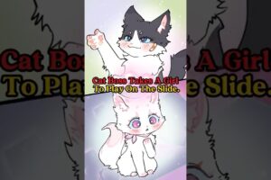 Cat Boss Takes A Girl To Play On The Slide. #cat #dog  #animals #animation