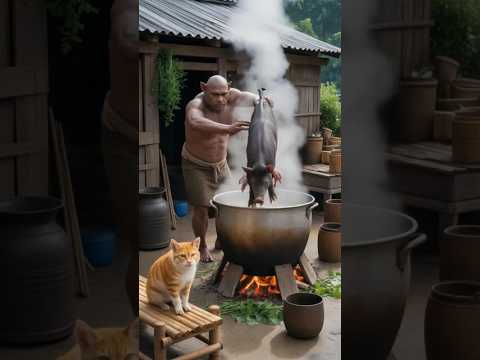 Cat Steals Piglet—BBQ Revenge Follows! #shortsfeed #shorts #reels #catshorts #animals #cutecat