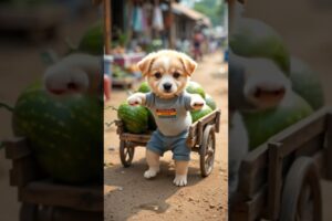 "Cutest Puppy Watermelon Dance 🍉🐶 | Viral Adorable Pet in Tiny Clothes!"