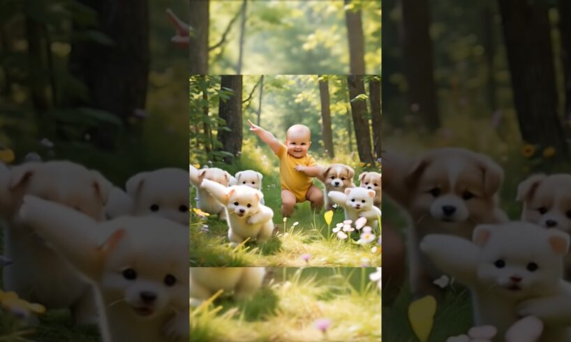 Cutest baby dance with cute puppies 💕😍💕