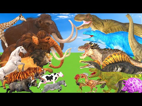 Dinosaur vs Wild Animals The Toughest of All Elephant vs T Rex Animal Revolt Battle Simulator