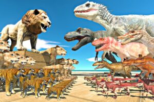 Dinosaurs Fights | Lion King Team vs Indominus Rex - Animal Revolt Battle Simulator