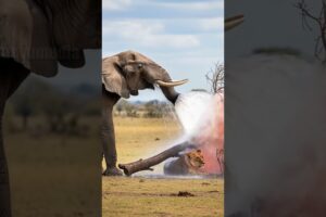 Elephant Fights Off Fire To Save Lioness In Danger! #rescue #animals #wildlife
