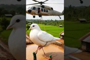 Emotional Pigeon Rescue by Helicopter  | Stuck in Mud but Saved by Kind Farmer! #ai #shorts #pigeon