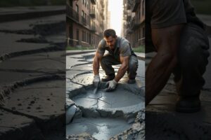 Fat Cat Saves the Baby From Concrete Pothole!