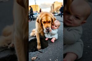 Golden Retriever Saves Baby From Pothole Heroic Rescue Caught on Camera๐๐ฅโค๏ธ #baby #viralshorts