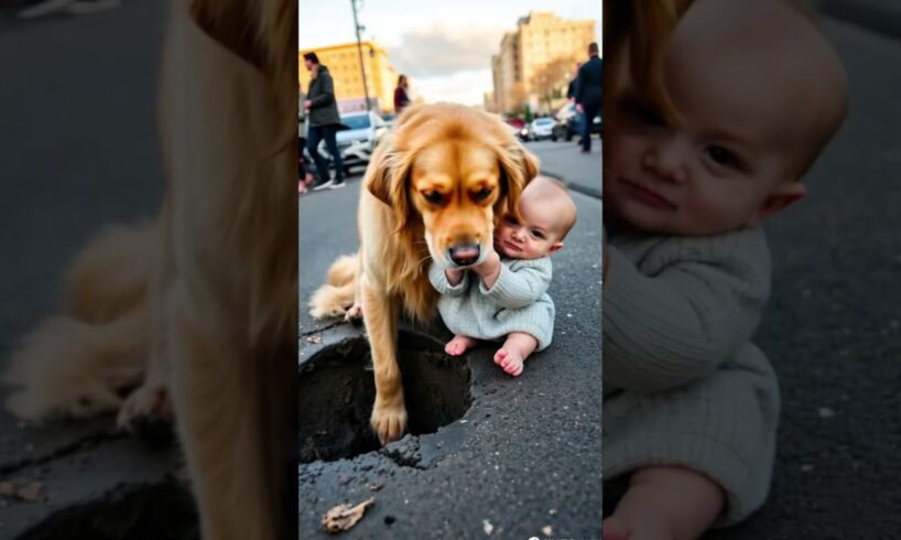 Golden Retriever Saves Baby From Pothole Heroic Rescue Caught on Camera๐๐ฅโค๏ธ #baby #viralshorts