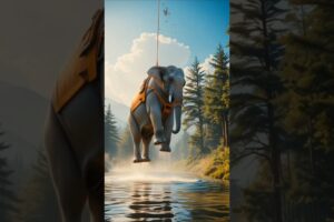 "Helicopter Rescues Giant Elephant Tangled in Jungle Trap#animals #shorts