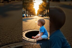 Hero Cat Saves Baby From Falling Into Open Manhole | Baby Rescue Story | AI Cat Story
