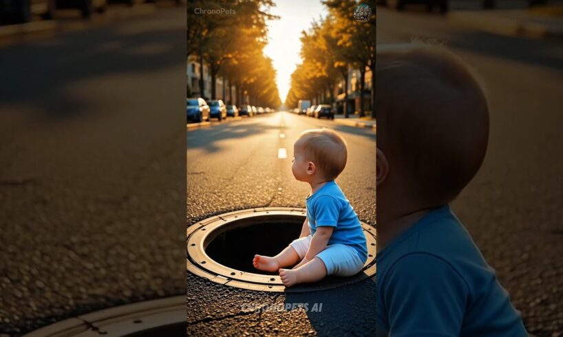 Hero Cat Saves Baby From Falling Into Open Manhole | Baby Rescue Story | AI Cat Story
