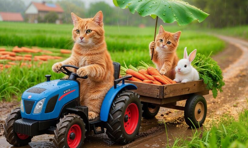 Mama Cat Rescue an Abandoned Bunny While Harvesting Carrots, Bunny Finds Home With Cats ❤️🐰🐱