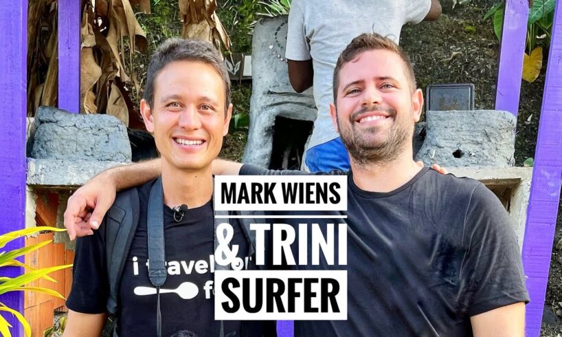 Mark Wiens & Trini Surfer in Toco Trinidad ! SEAFOOD ,🦞 LOBSTER Breadfruit Oil Down & cassava pone