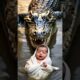 Monkey Saves Human Baby from Crocodile || #cutebaby #animals #rescue