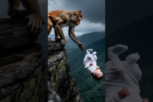 Monkey Throws Baby Cat Saves #rescue #cutecat #animals #catcartoon #shorts #animation