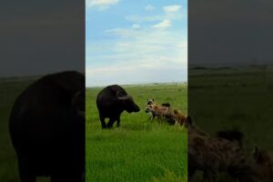 Mother Buffalo Fights Off Hyena Pack to Protect Her Newborn Calf  #animals #predatorvsprey #wildlife