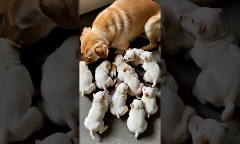 Mother Dog and Her Cute Puppies