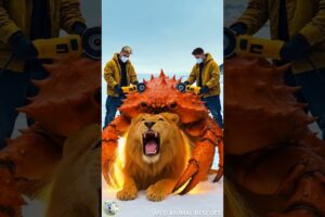 Rescue Team rushes to save Lion pinched by giant Crab and the unforgettable ending #lion #rescue
