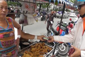 She is Old But Dynamic - Hard Working Thai Lady Selling Crispy Chicken & Papaya Salad(Som Tum)