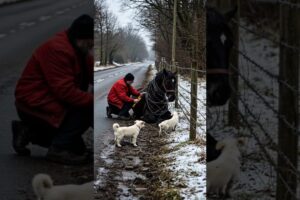 Tiny cute puppies saved a trapped horse with the man's help #horse #puppy #animalrescue #rescue