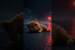 Un gatito intentó cruzar la calle, pero tuvo un accidente. #AnimalesLindos #RescateAnimal #conejito