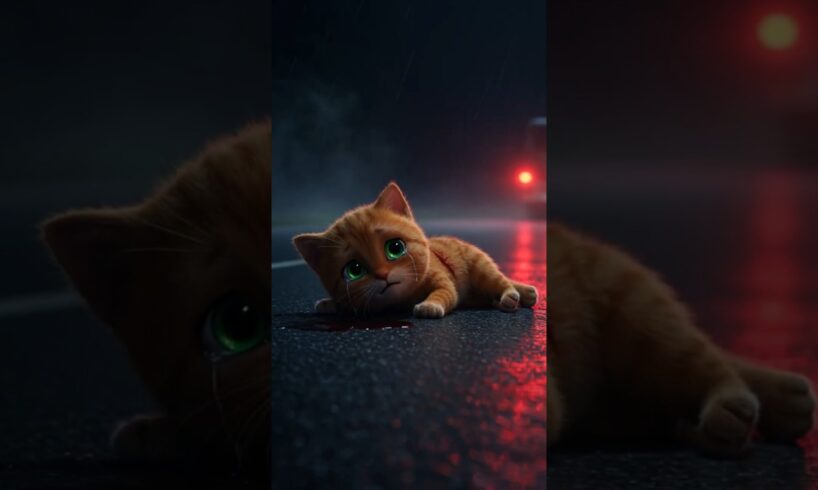 Un gatito intentó cruzar la calle, pero tuvo un accidente. #AnimalesLindos #RescateAnimal #conejito