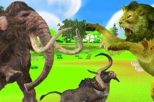 Zombie Lion vs Giant Buffalo Fight Baby Buffalo Saved By Woolly Mammoth Animal Animal Fights Videos