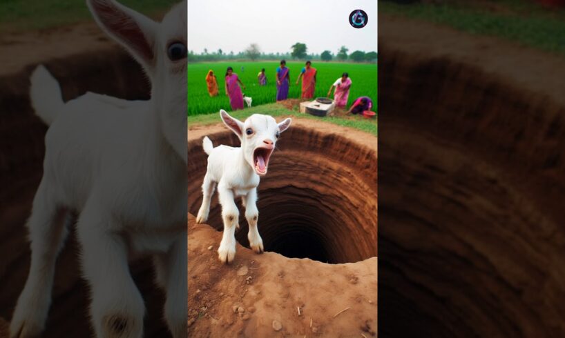 baby goat falls into a very deep well saved by rescue team #humanity #goat #goatvideos #pets #animal